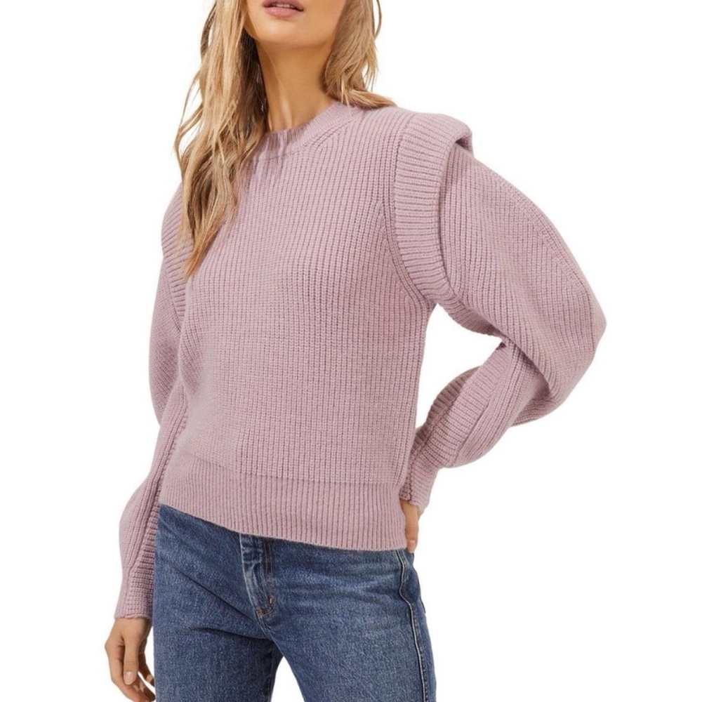 ASTR The Label ROMINA RIBBED CREWNECK SWEATER Pink